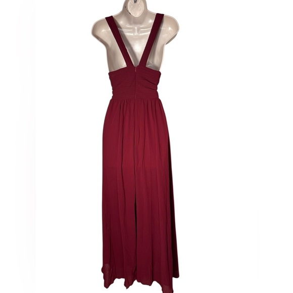 AOFUR WINE RED CHIFFON COCKTAIL maxi EVENING PARTY SWING Bridesmaid DRESS Large - Picture 9 of 16